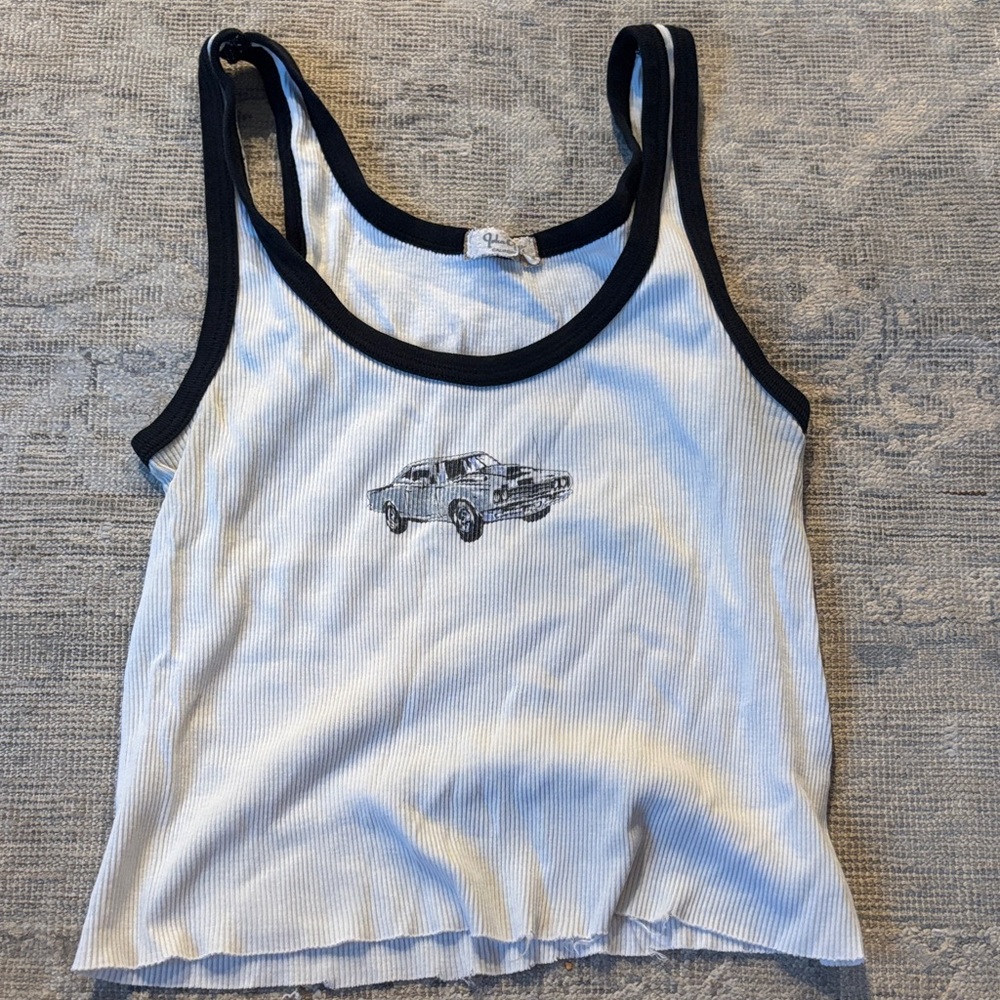 PacSun Kids Tank Top with Car Graphic - Black and White
